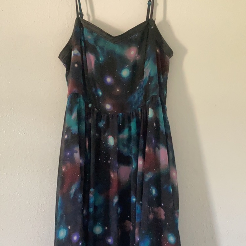Forever 21 Galaxy Print Plus Dress Pleather Trim